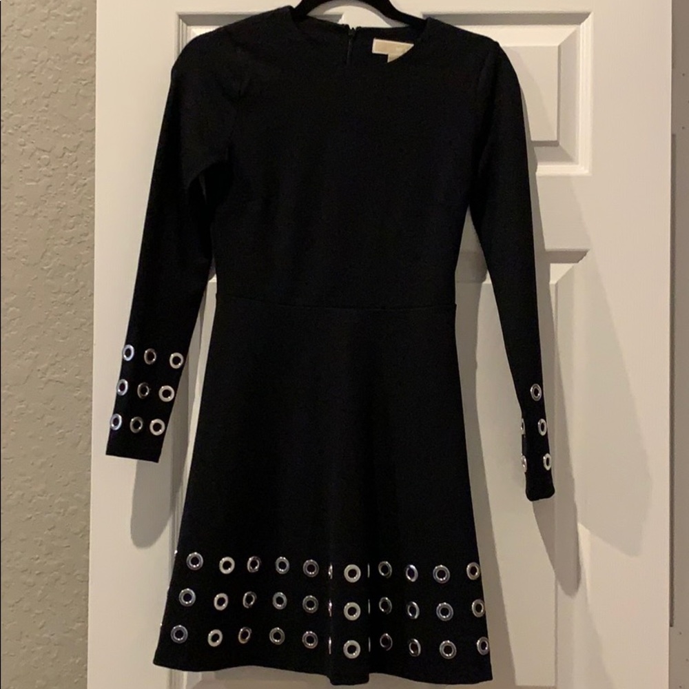 Michael Kors black dress with silver O rings